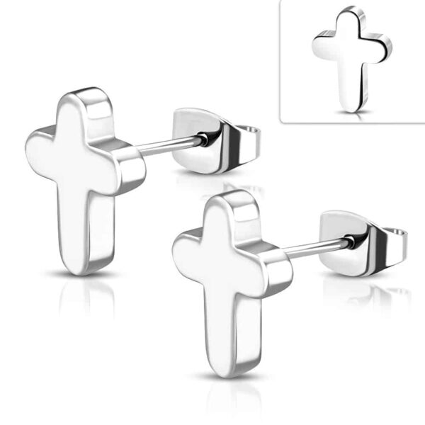 Ezüst színű, kereszt alakú nemesacél fülbevaló