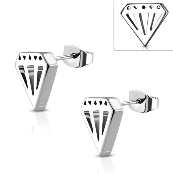 Ezüst színű, gyémánt alakú nemesacél fülbevaló