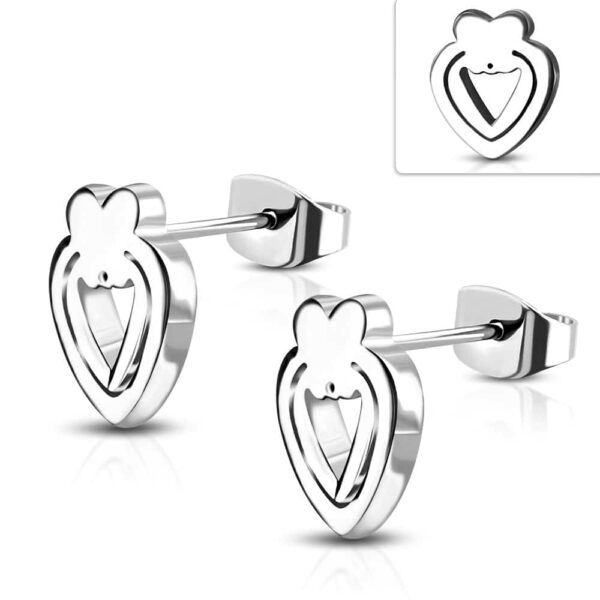 Ezüst színű, szív alakú nemesacél fülbevaló