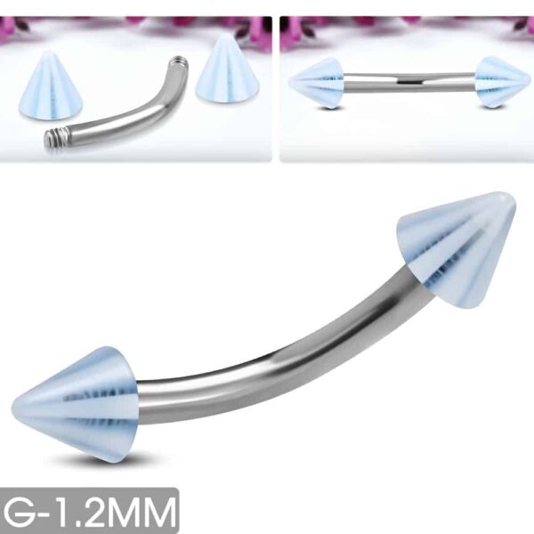 Világoskék színű, nemesacél szemöldök piercing ékszer