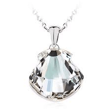 Swarovski® kristályos Ezüst nyaklánc - Kagyló Medállal 16 mm