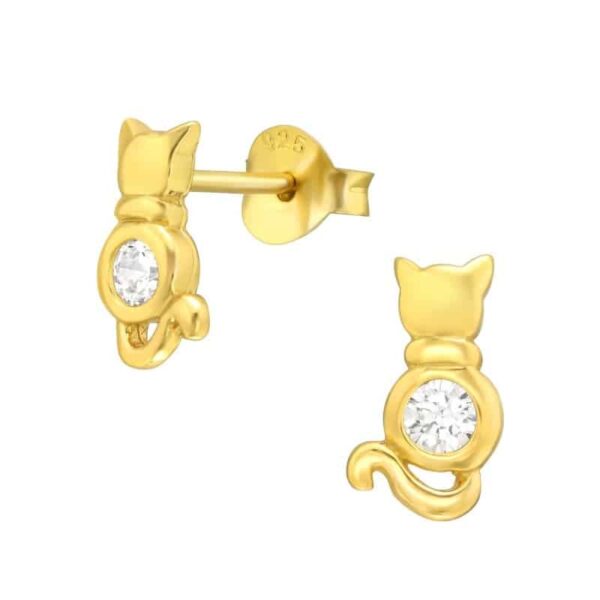 Gold Cat - Aranyozott 925 Ezüst Fülbevaló