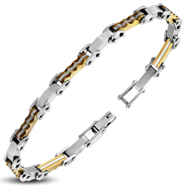 Ezüst és arany színű nemesacél karlánc