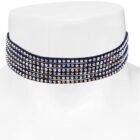 Divatos fekete bőr choker, arany és ezüst színű szegecsekkel