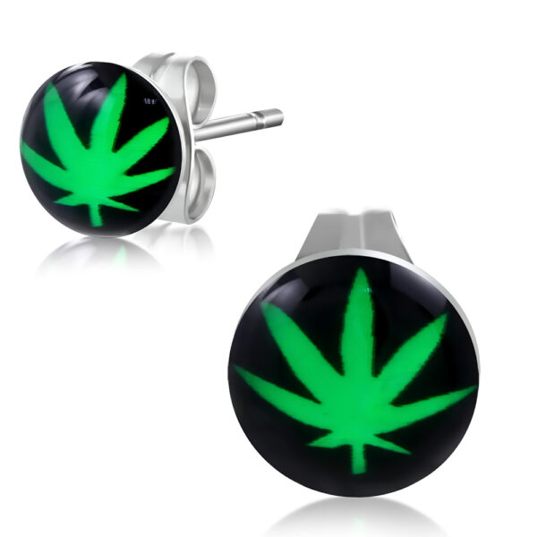 Cannabis mintás nemesacél fülbevaló ékszer
