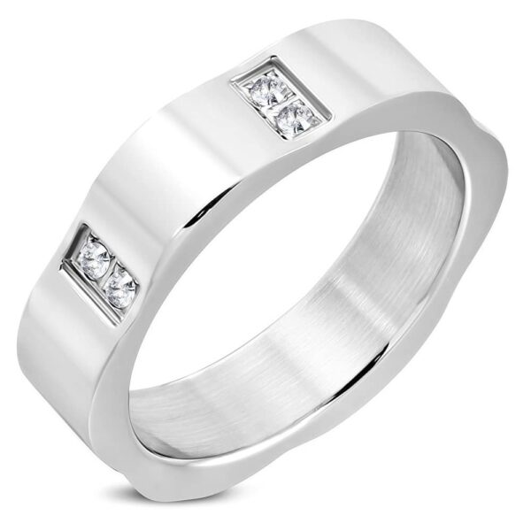 Flo chrystal - ezüst színű nemesacél karika gyűrű cirkónia kövekkel