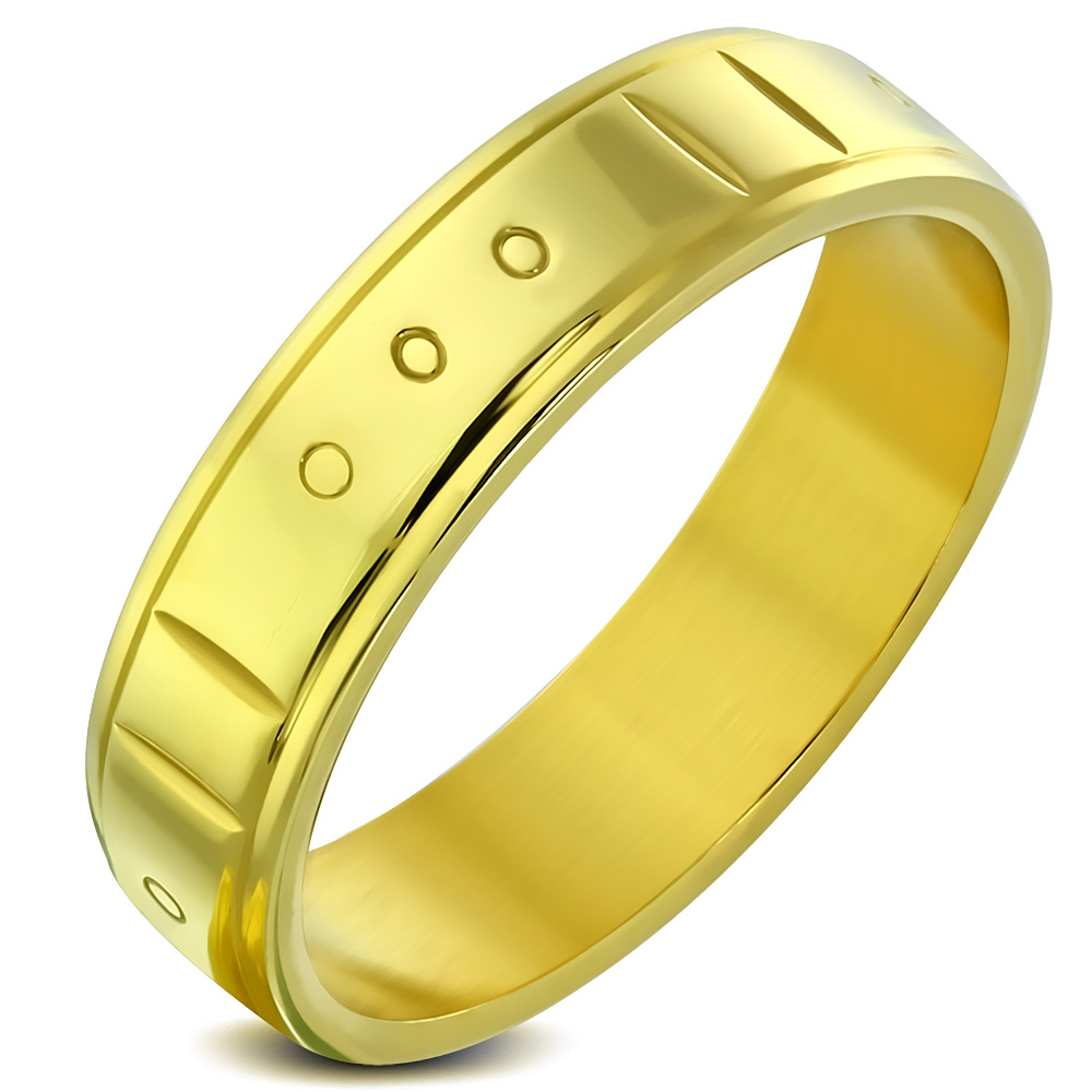 Arany színű, váltott mintás nemesacél gyűrű ékszer