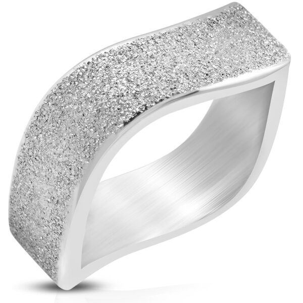 Diamond Wave homokfújt, ezüst színű nemesacél gyűrű