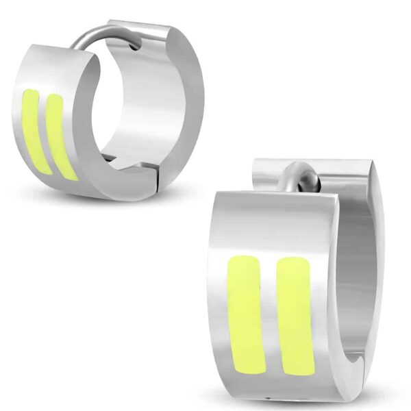 Ezüst színű nemesacél fülbevaló, sárga színű dísszel