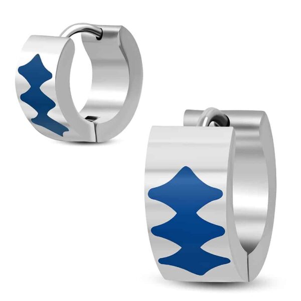 Ezüst színű nemesacél fülbevaló, kék színű dísszel