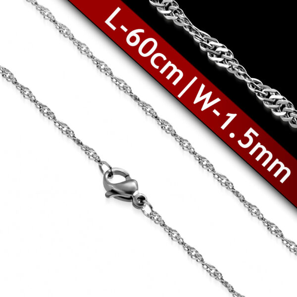 Ezüst színű, csavart nemesacél nyaklánc