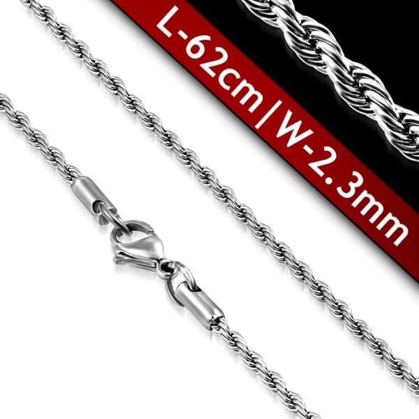 Ezüst színű, sodrony mintájú nemesacél nyaklánc