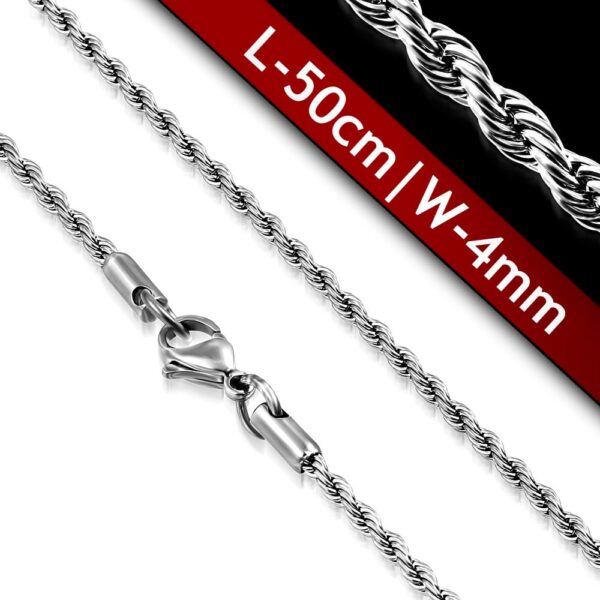 Sodrony mintájú, csavart nemesacél nyaklánc