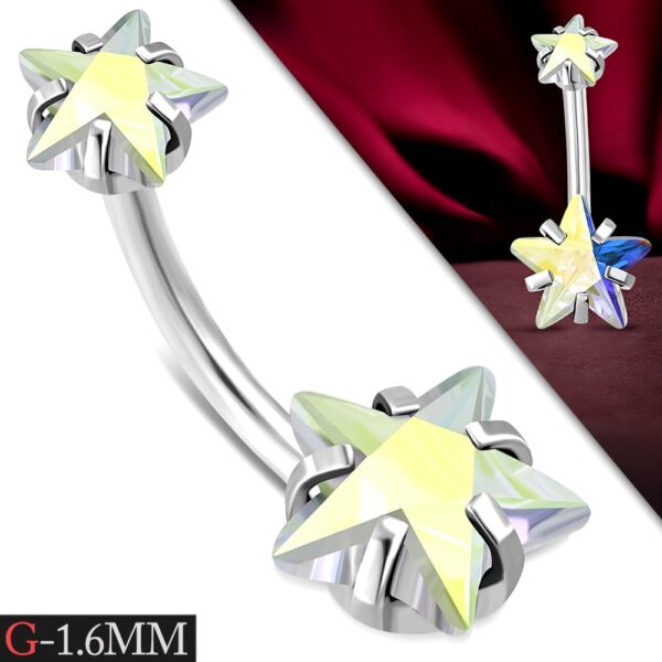 Ezüst színű nemesacél piercing cirkónia kristállyal