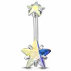 Ezüst színű nemesacél piercing cirkónia kristállyal