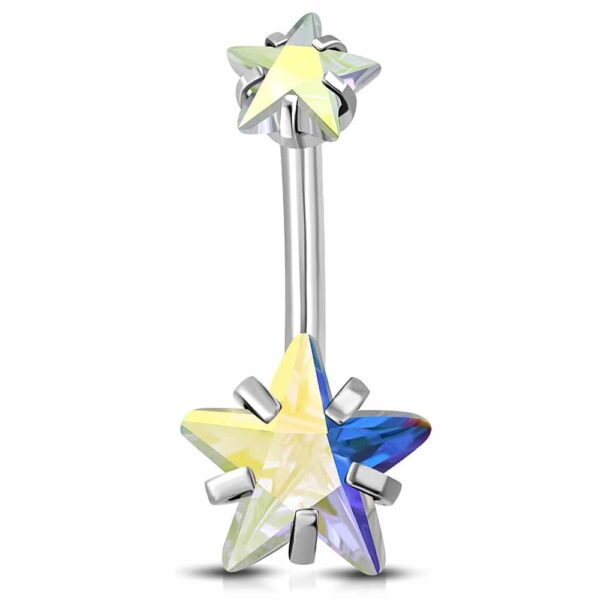 Ezüst színű nemesacél piercing cirkónia kristállyal