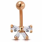 Rózsa arany színű, masni formájú nemesacél piercing cirkónia kristállyal