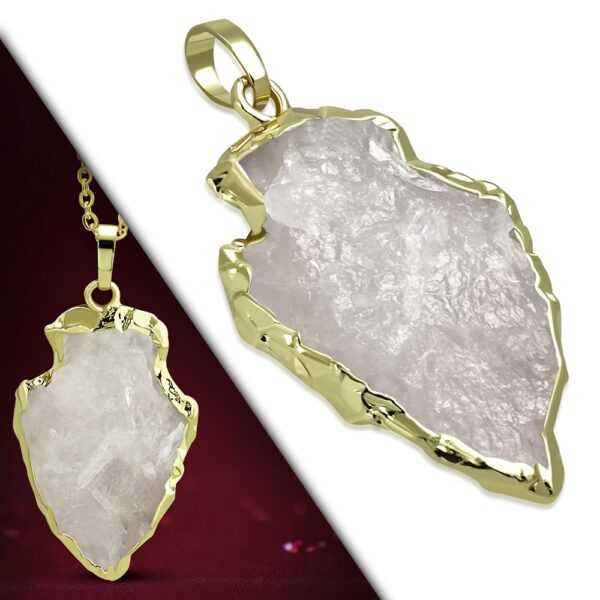 Rózsakvarc medál Nemesacél foglalatban