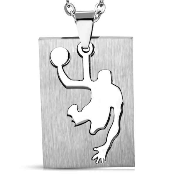 Ezüst színű "ugró kosarazó" nemesacél medál