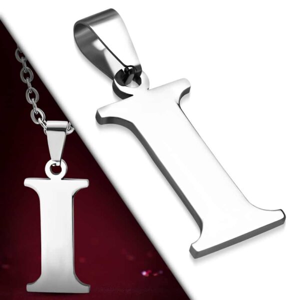 Ezüst színű, nemesacél betű medál "I"
