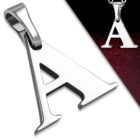 Ezüst színű, nemesacél "A" betű medál 
