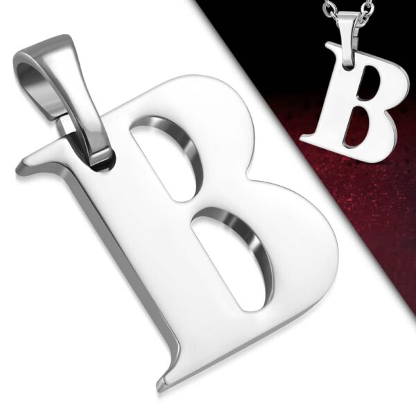 Ezüst színű, nemesacél "B" betű medál 