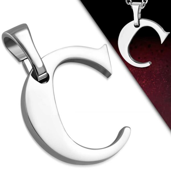 Ezüst színű, nemesacél "C" betű medál 