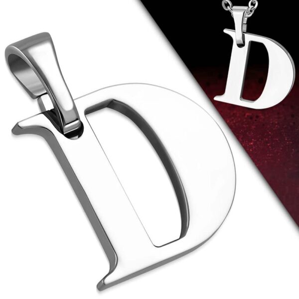 Ezüst színű, nemesacél "D" betű medál 