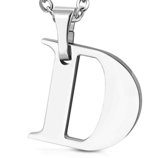 Ezüst színű, nemesacél "D" betű medál 