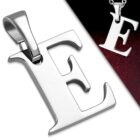 Ezüst színű, nemesacél "E" betű medál 