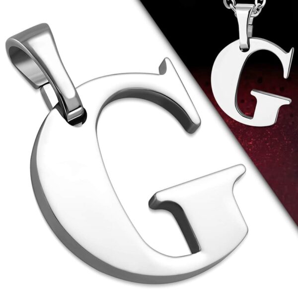 Ezüst színű, nemesacél "G" betű medál 