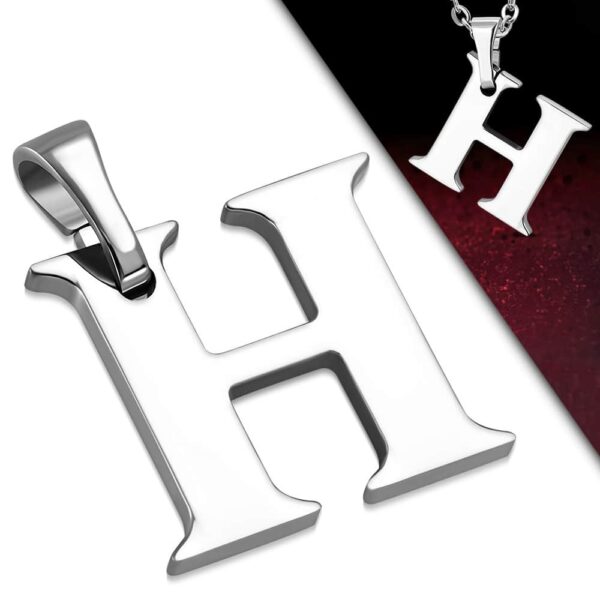 Ezüst színű, nemesacél "H" betű medál 