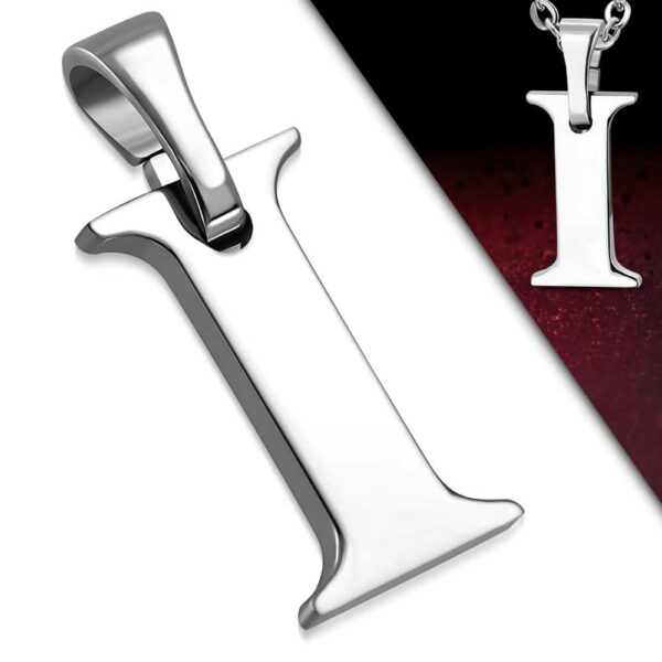 Ezüst színű, nemesacél "I" betű medál 