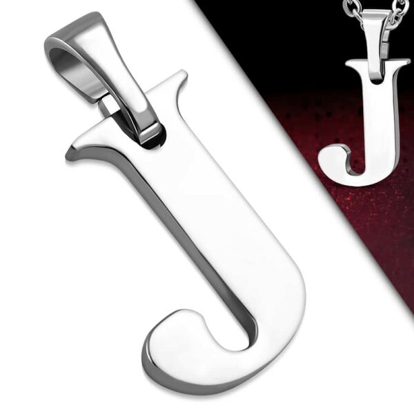 Ezüst színű, nemesacél "J" betű medál 