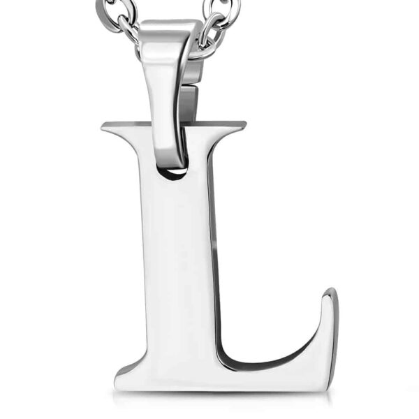 Ezüst színű, nemesacél "L" betű medál 