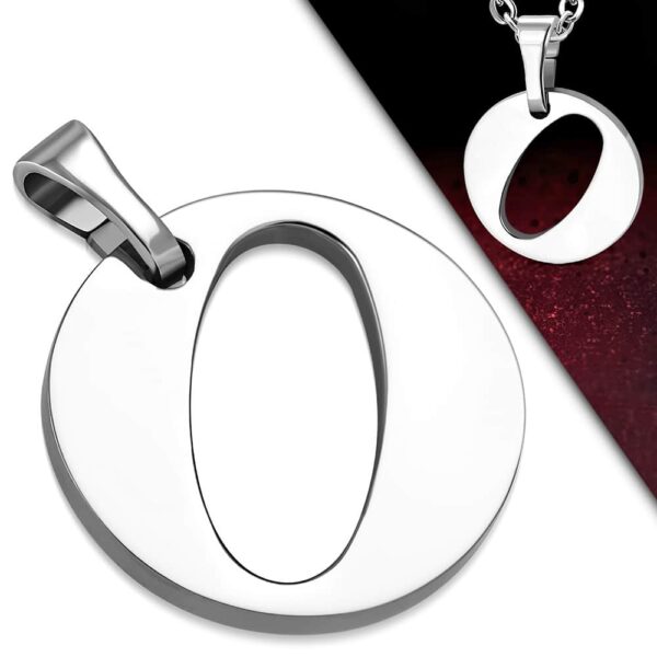 Ezüst színű, nemesacél "O" betű medál 