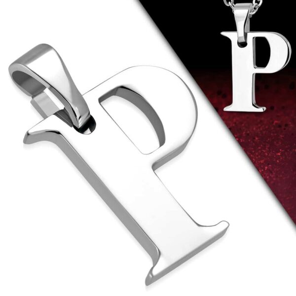 Ezüst színű, nemesacél "P" betű medál 