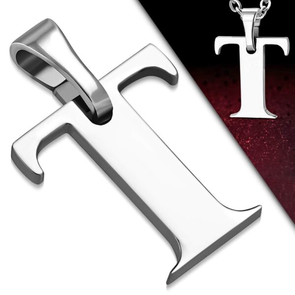 Ezüst színű, nemesacél "T" betű medál 