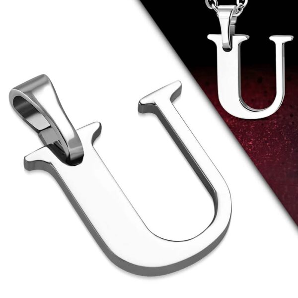 Ezüst színű, nemesacél "U" betű medál 