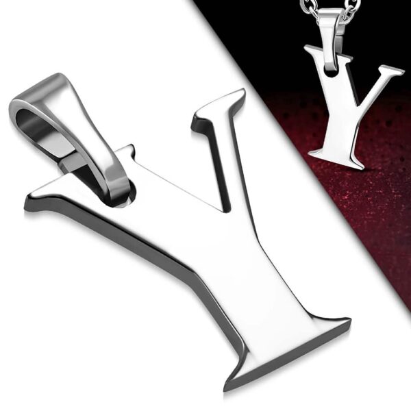 Ezüst színű, nemesacél "Y" betű medál 