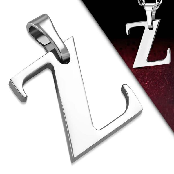 Ezüst színű, nemesacél "Z" betű medál 
