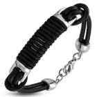 Dupla szálas fekete bőr karkötő