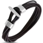 Több szálas barna bőr karkötő