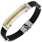 Kaucsuk karkötő, arany - ezüst színű nemesacél dísszel