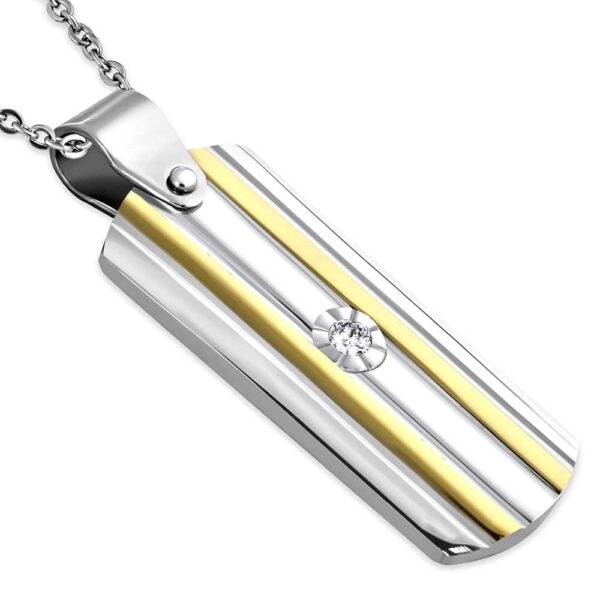 Ezüst színű arany sávos nemesacél medál