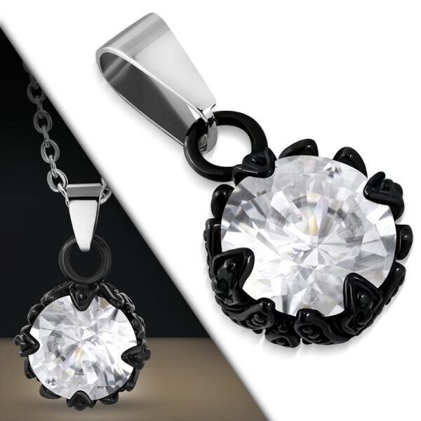 MOON kör alakú nemesacél medál kristállyal