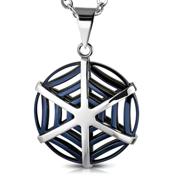 Fekete-ezüst színű pókháló nemesacél medál