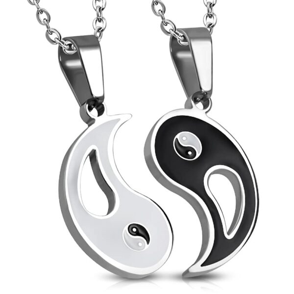 Fehér és fekete színű, Yin-Yang mintás nemesacél  medál