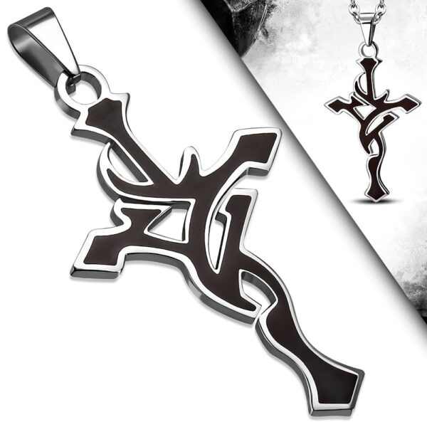 Csillagképes kereszt alakú nemesacél medál