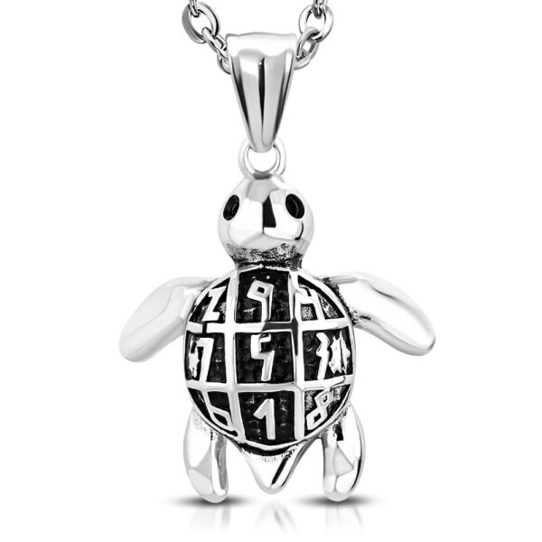 Ezüst színű számos teknősbéka nemesacél medál